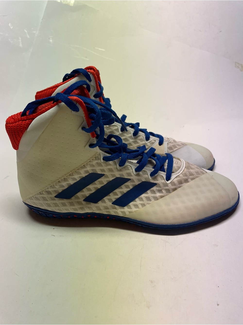 Adidas Mat Wizard 4, Men's Wrestling Shoes, White/Red/Blue Size US 6 BC0533